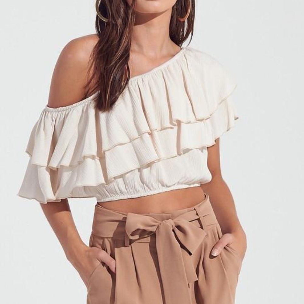 off the shoulder frill top